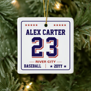 Personalized Sports Jersey Number Ornament, Sports Ceramic Ornament