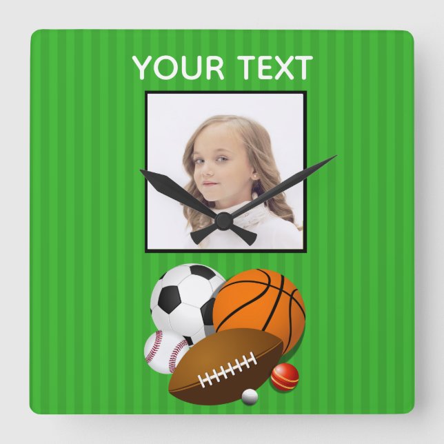 Personalized Sports Photo Acrylic Wall Clock (Front)