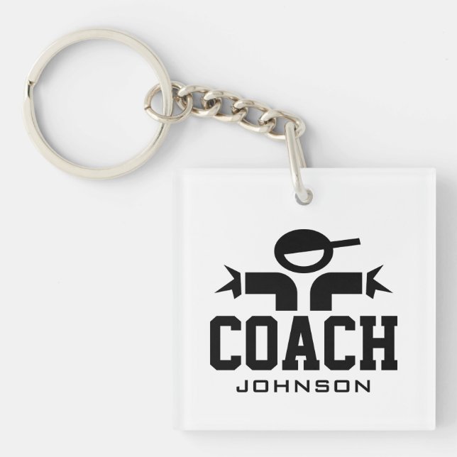 Personalized sports team coach keychain gift (Front)