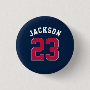 Personalized Sports Team Jersey Number Name 1 Inch Round Button