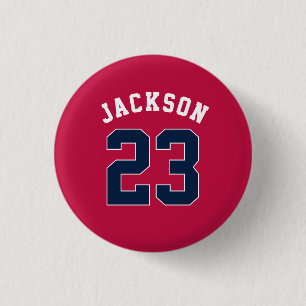 Personalized Sports Team Jersey Number Name 1 Inch Round Button