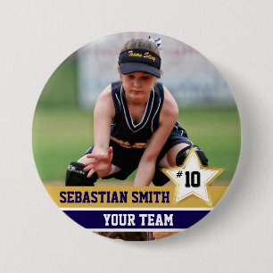 Personalized Sports Team Photo Buttons & Pins