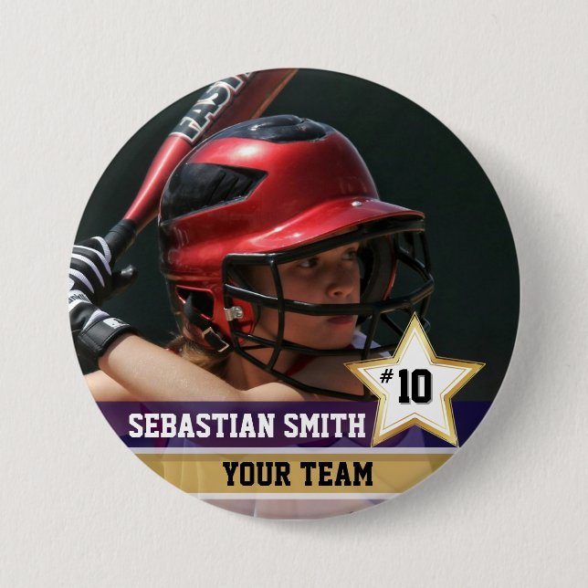 Personalized Sports Team Photo Buttons & Pins (Front)