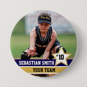 Personalized Sports Team Photo Buttons & Pins