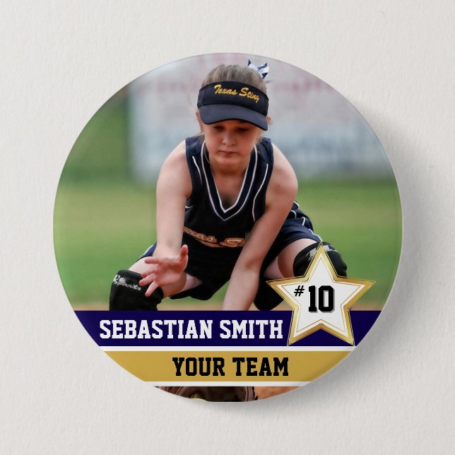 Personalized Sports Team Photo Buttons & Pins (Front)