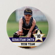 Personalized Sports Team Photo Buttons & Pins