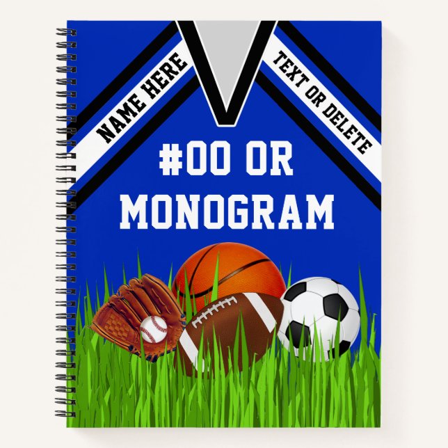 Personalized Sports Themed School Supplies Notebook (Front)