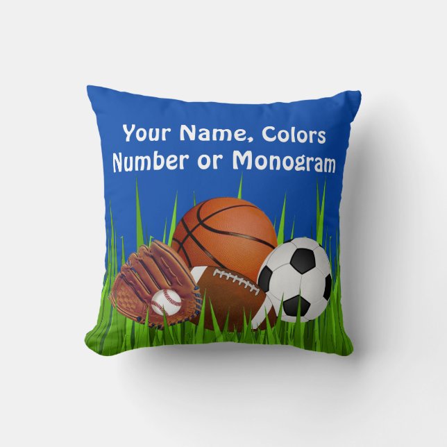 PERSONALIZED Sports Throw Pillows, Change Colours Pillow (Front)