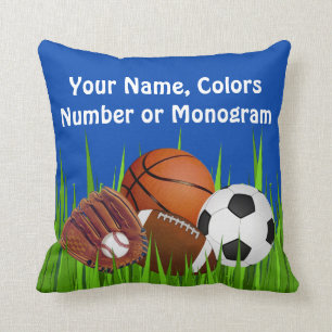 PERSONALIZED Sports Throw Pillows, Change Colours Throw Pillow