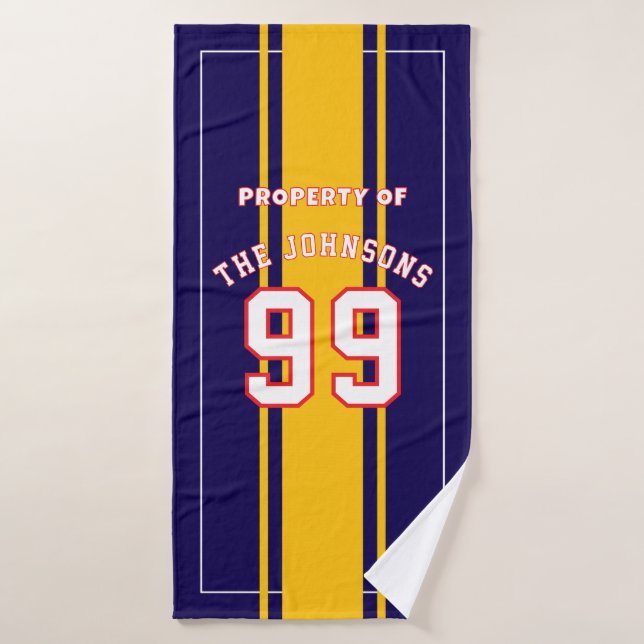 Personalized Sports Towel | Custom Football Player (Bath Towel)
