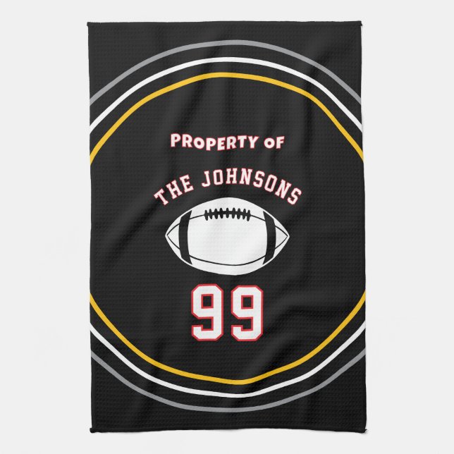 Personalized Sports Towel | Custom Football Player (Vertical)