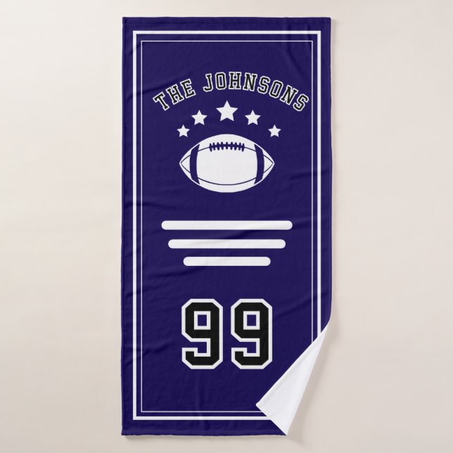 Personalized Sports Towel | Custom Football Player (Bath Towel)