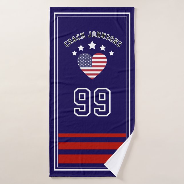 Personalized Sports Towel | Custom Football Player (Bath Towel)