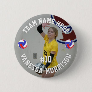 Personalized Sports Volleyball Player Photo 2 Inch Round Button