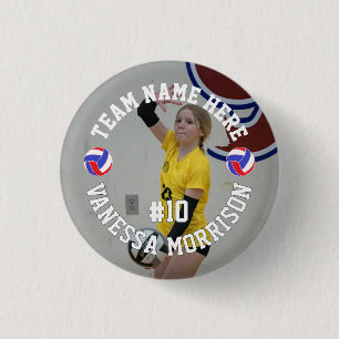 Personalized Sports Volleyball Player Photo Small 1 Inch Round Button