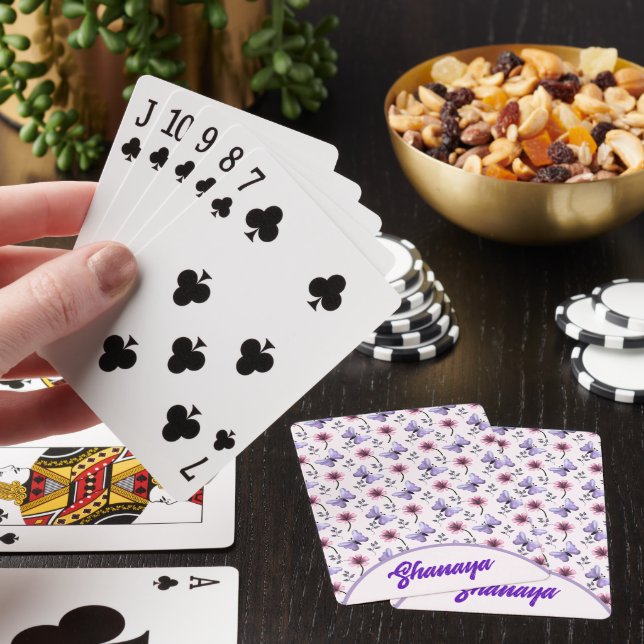 Personalized Spring Butterfly Floral Gift   Playing Cards (In Situ)