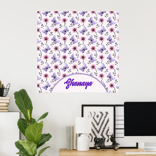 Personalized Spring Butterfly Floral Gift   Poster