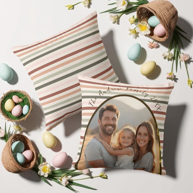 Personalized Spring Easter with Photo  Throw Pillow (Personalized Spring Easter with Photo Throw Pillow)