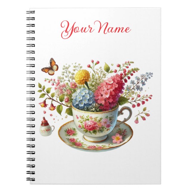 Personalized Spring Floral Spiral Notebook – (Front)
