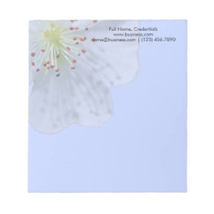 Personalized Spring White Flower on Light Blue Notepad