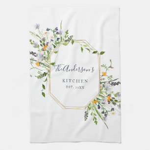 Personalized spring wildflowers Kitchen Towel