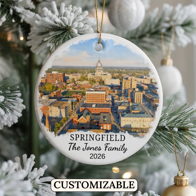 Personalized Springfield Ornament, Custom Illinois Ceramic Ornament (Creator Uploaded)