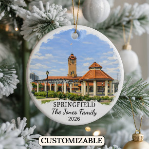 Personalized Springfield Ornament, Custom Illinois Ceramic Ornament