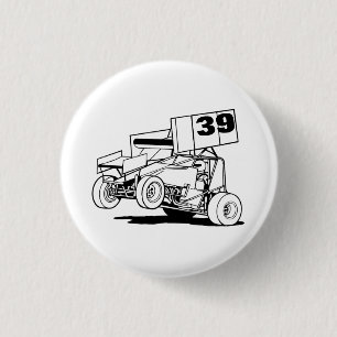 Personalized Sprint Car Hat, Customize it 1 Inch Round Button