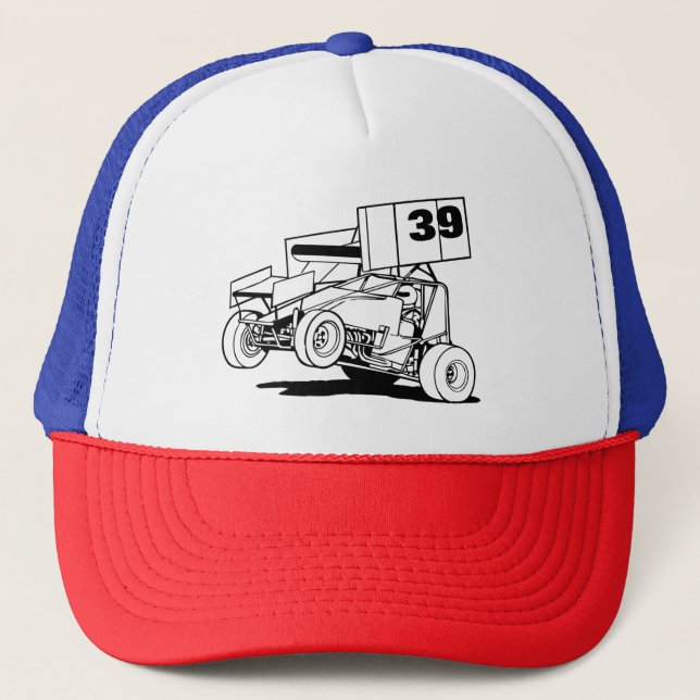 Personalized Sprint Car Hat, Customize it  Trucker Hat (Front)