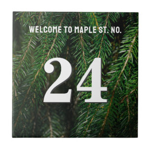 Personalized spruce tree House / Apartment Number Tile