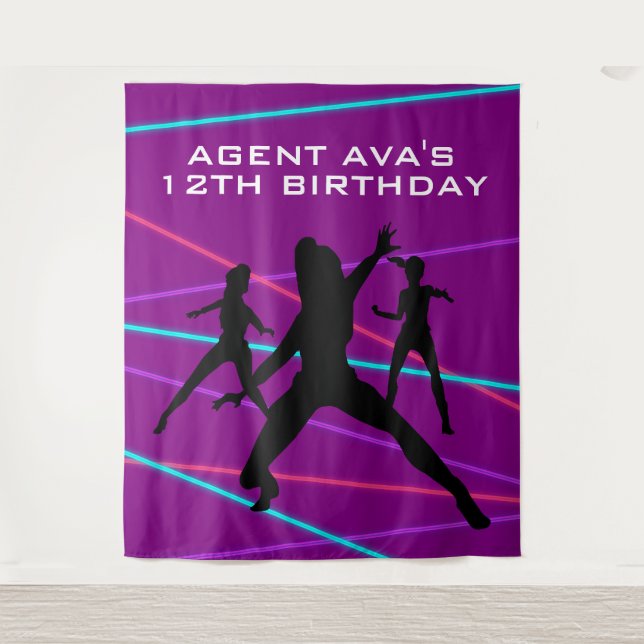 Personalized Spy Party Laser Tapestry (Front)