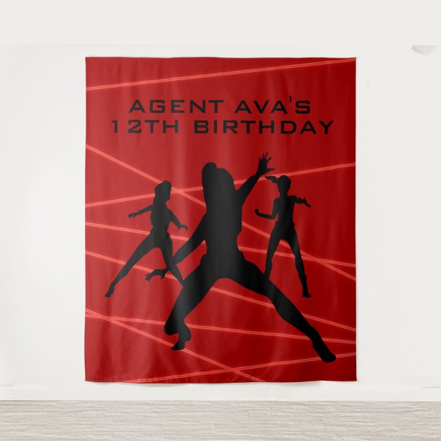 Personalized Spy Party Laser Tapestry (Front)