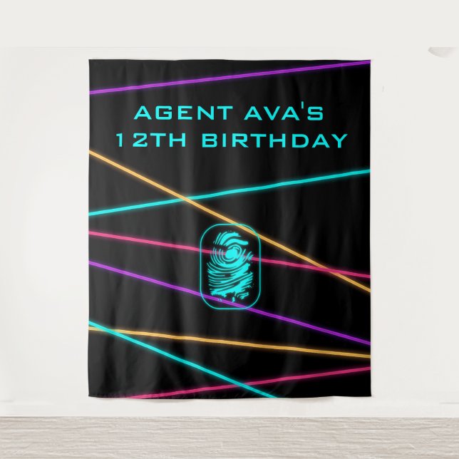 Personalized Spy Party Laser Tapestry (Front)