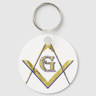 PERSONALIZED SQUARE AND COMPASSES MASONIC KEYCHAIN