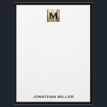 Personalized Square Brushed Metal Monogram Initial Letterhead<br><div class="desc">Create a professional impression with this personalized square brushed metal monogram initial letterhead. The design features a sleek and modern square monogram emblem in brushed metal finish with your initial in the centre. Your name is elegantly displayed at the bottom in classic block typography. This letterhead is perfect for businesses,...</div>
