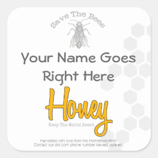 Personalized Square Honey Bottle Custom Label