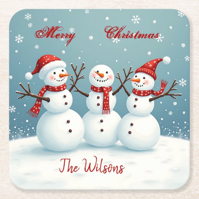 Personalized Square Paper Coaster (Front)