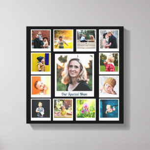 Personalized Square Photo Collage Family Modern Canvas Print