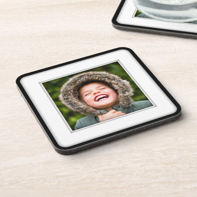 Personalized Square Photo Template Framed Inlay Coaster (Left Side)