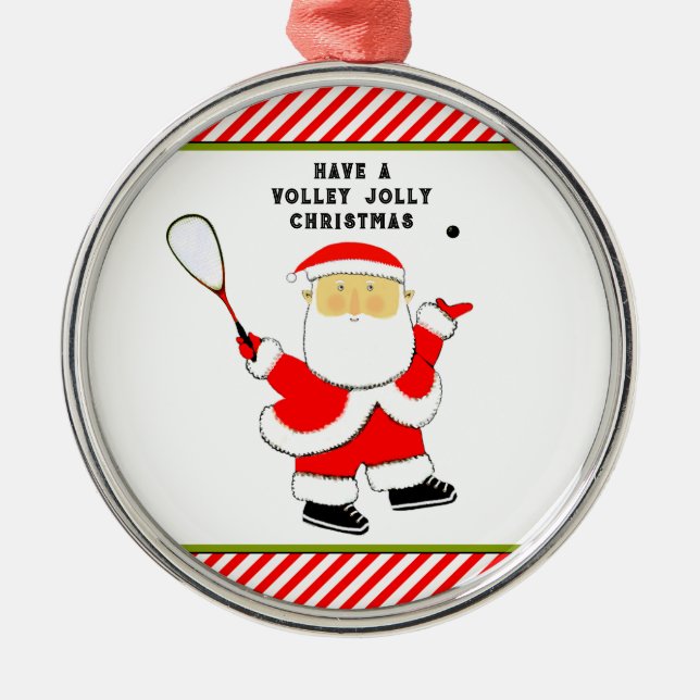 Personalized Squash Player Christmas Collectable Metal Ornament (Front)