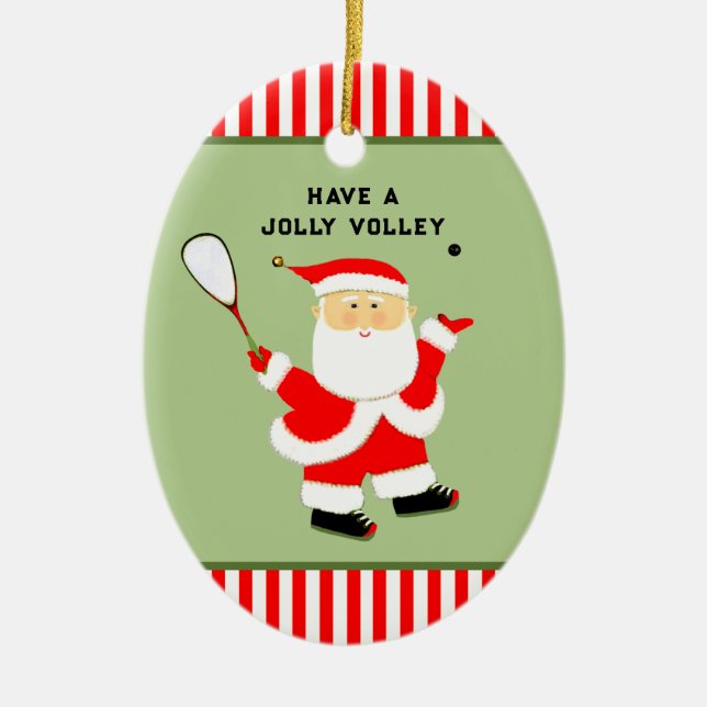 Personalized Squash Player Collectible Ceramic Ornament (Front)