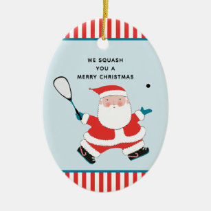 Personalized Squash Player Holiday Gift Ceramic Ornament
