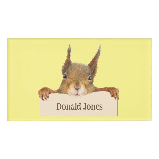 Personalized Squirrel Holding Custom Sign  Name Tag (Front)