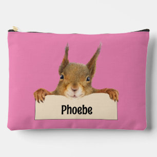 Personalized Squirrel Holding Nameplate Sign Accessory Pouch