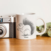 Personalized Squirrel Illustrated Wildlife Grey