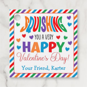 Personalized Squishing You a Happy Valentine's Day Favour Tags