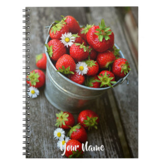 Personalized//Srawberries and daisies bucket Notebook