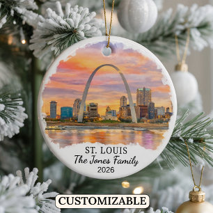 Personalized St. Louis Ornament, Custom Missouri Ceramic Ornament