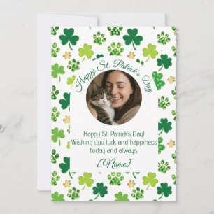 Personalized St. Patrick’s Day Cat Lover Greeting Holiday Card
