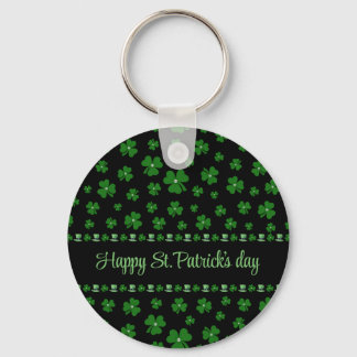 Personalized St. Patrick’s Day Shamrock on Black Keychain